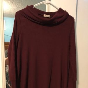 Longsleeve Red Tee with Scarf Neck